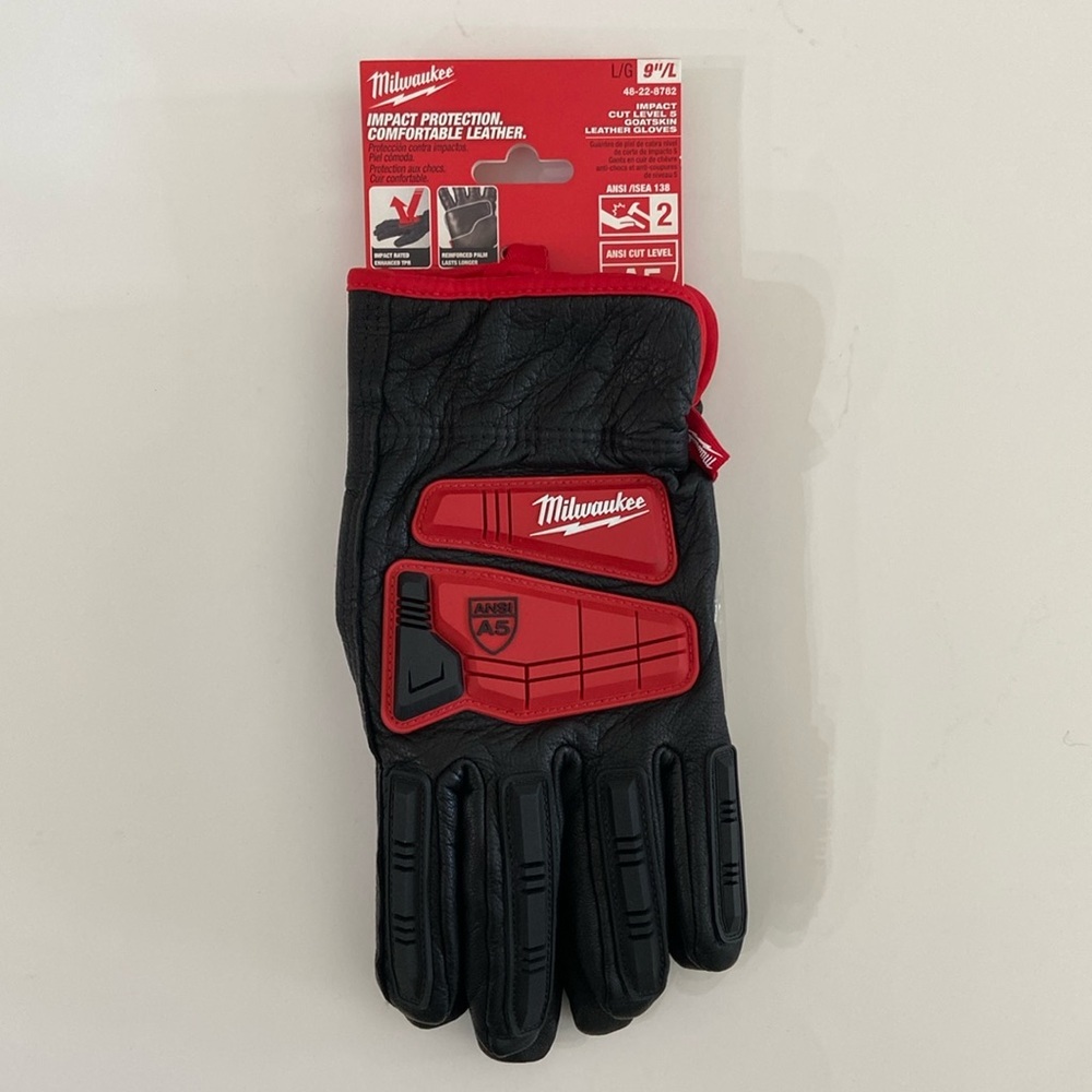 Milwaukee black goatskin leather work gloves 48-22-8782